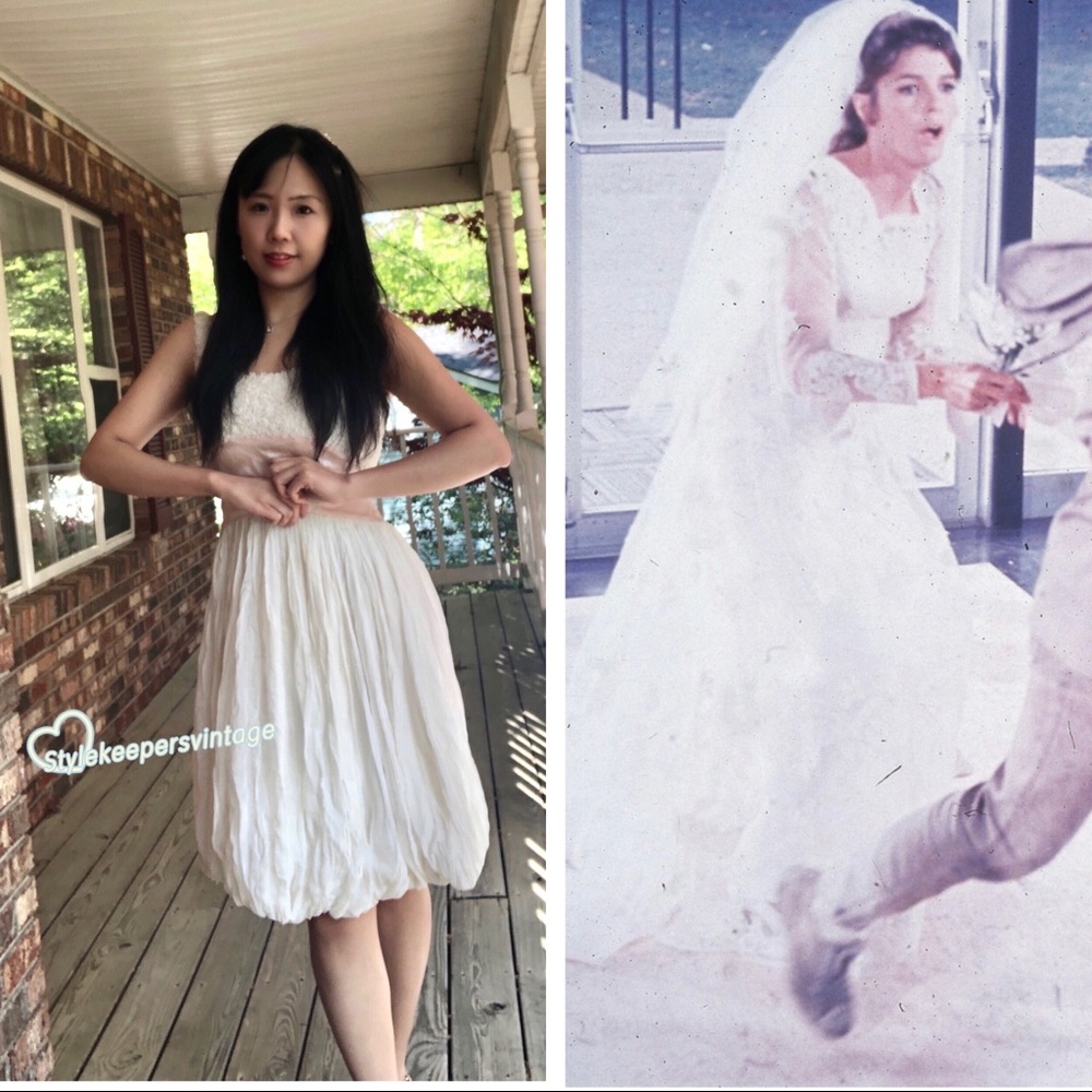 ✨VTG 1960s White Wedding Bridal Prom Dress 🎀